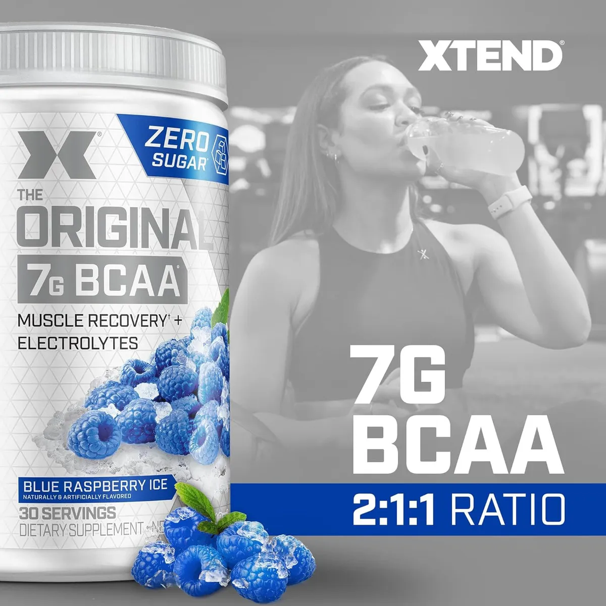 Suplemento en bcaa Mezcla de Aminoácidos Polvo Xtend sabor frambuesa azul x 420g - Imagen 9