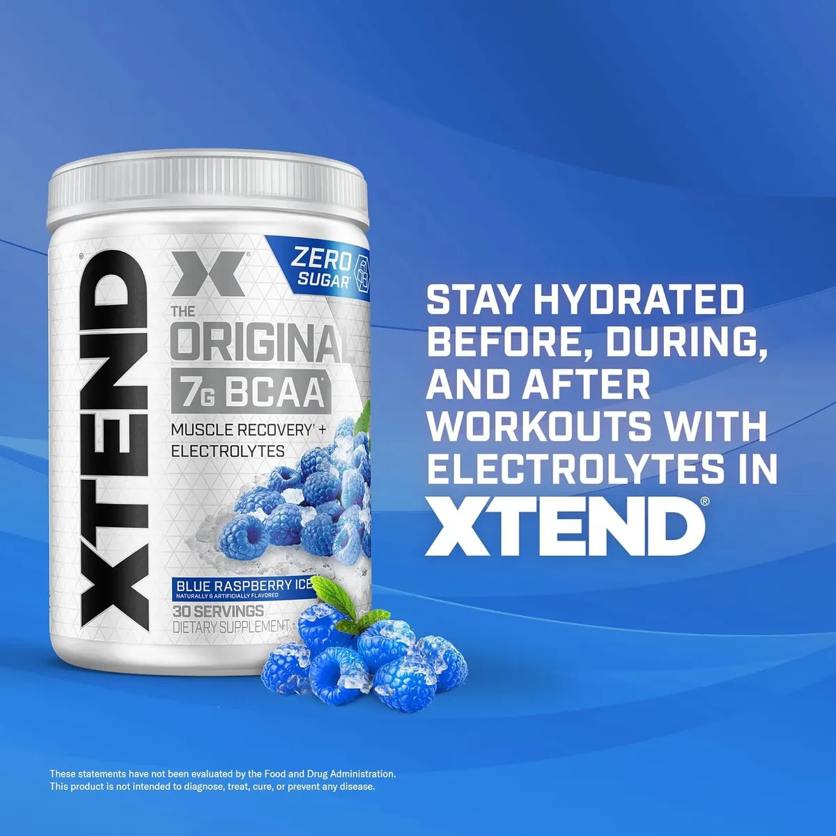 Suplemento en bcaa Mezcla de Aminoácidos Polvo Xtend sabor frambuesa azul x 420g - Imagen 8