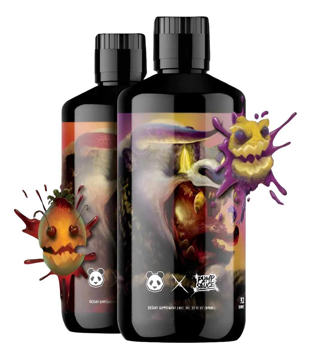 Pre Entreno Liquido Pump Sauce Panda Sabor Strawberry Cherry Mango Candy 946 Ml