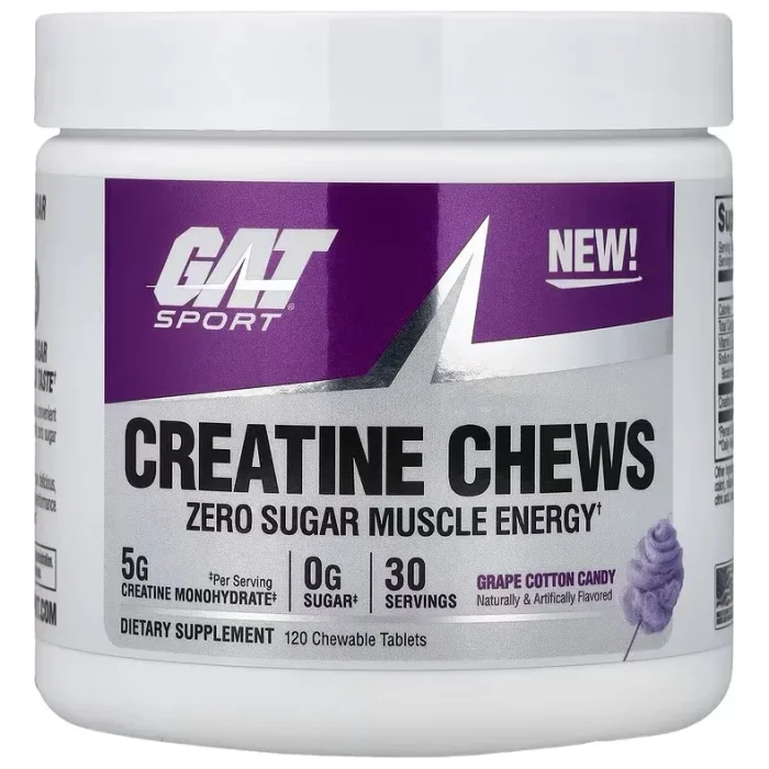 Gat Creatina Chews 120 Tablets Sabor Grape Cotton Candy Grape Cotton Candy