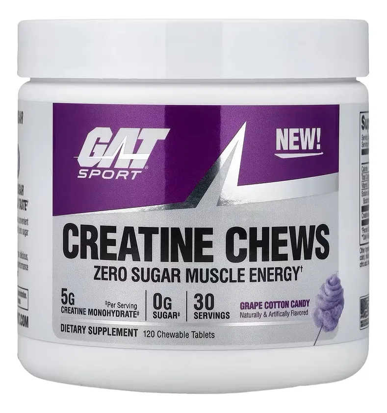 Gat Creatina Chews 120 Tablets Sabor Grape Cotton Candy Grape Cotton Candy