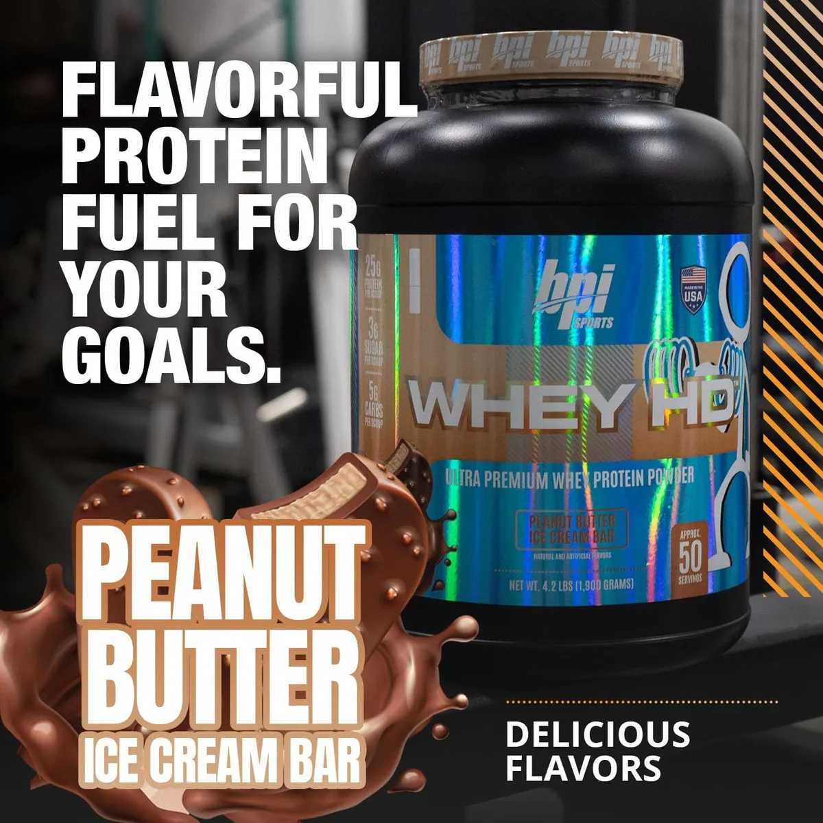 Bpi Sports Whey Hd Proteina 4.2 Lb + Sabor Peanut Butter Ice Cream Bar - Imagen 4