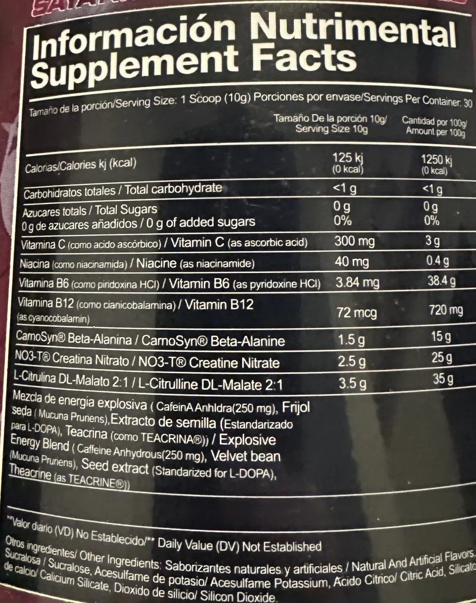 Saiyan Labs Kaioken Black Pre-workout 30 Servs - Imagen 2