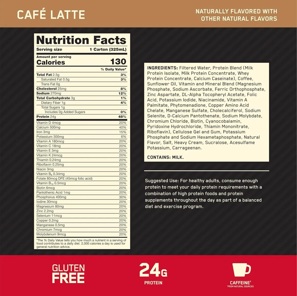 Malteada Proteína Whey Gold Standard Shake 12 Pack 325 Ml - Imagen 4