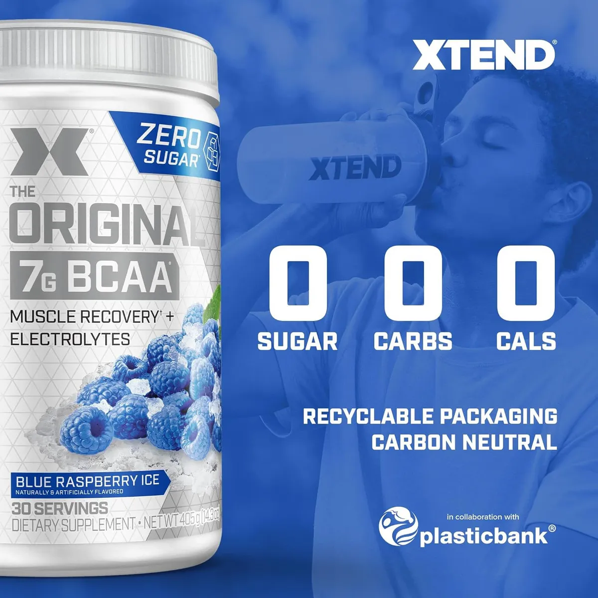 Suplemento en bcaa Mezcla de Aminoácidos Polvo Xtend sabor frambuesa azul x 420g - Imagen 10