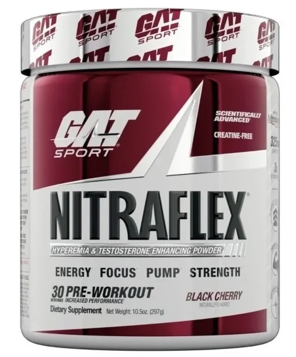 GAT Sport Nitraflex Pre-Workout Aminoácidos Sabor Black Cherry 297g