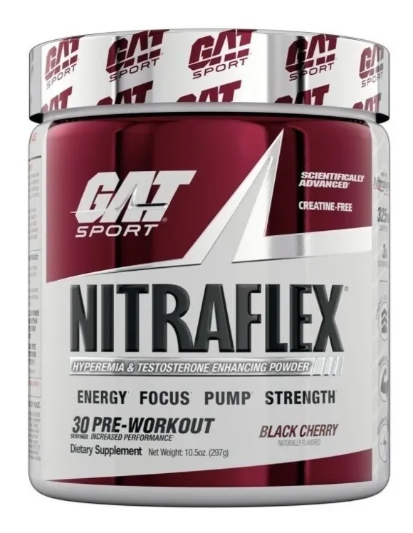 GAT Sport Nitraflex Pre-Workout Aminoácidos Sabor Black Cherry 297g